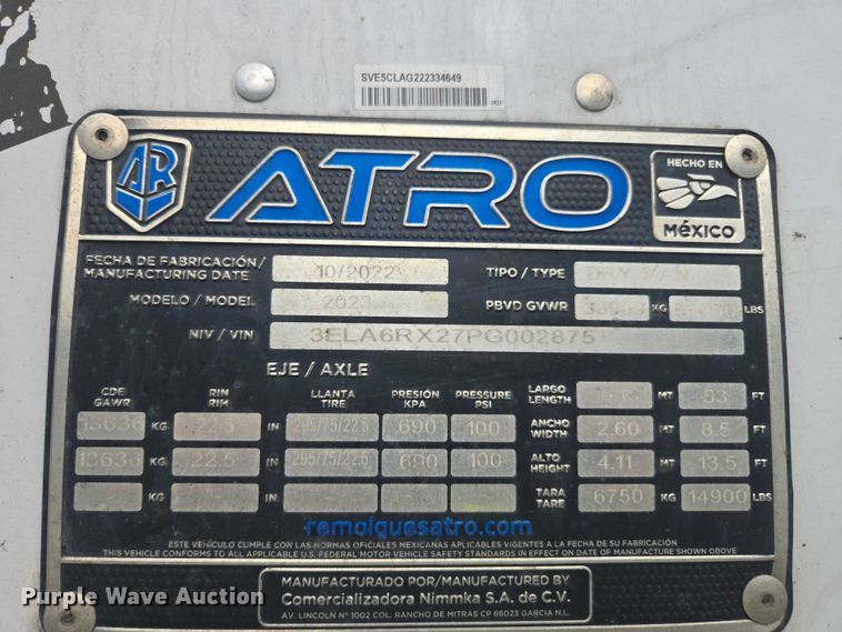 image for item YA2140 2023 Atro dry van trailer