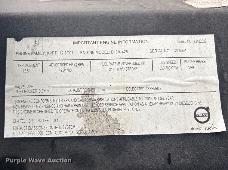 image for item YA2224 2020 Volvo VNL semi truck