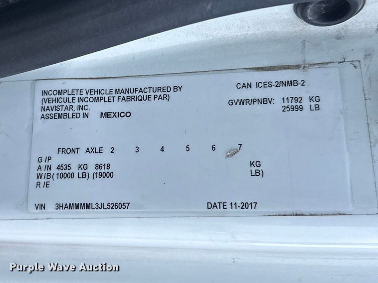 image for item YA2244 2018 International 4300 box truck