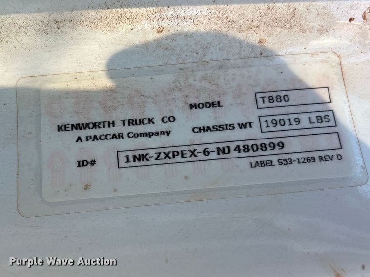 image for item YA2639 2022 Kenworth T880 dump truck
