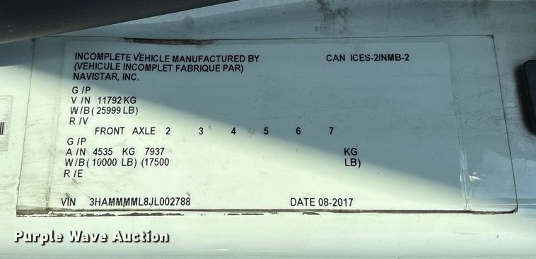 image for item YA6108 2018 International 4300 box truck