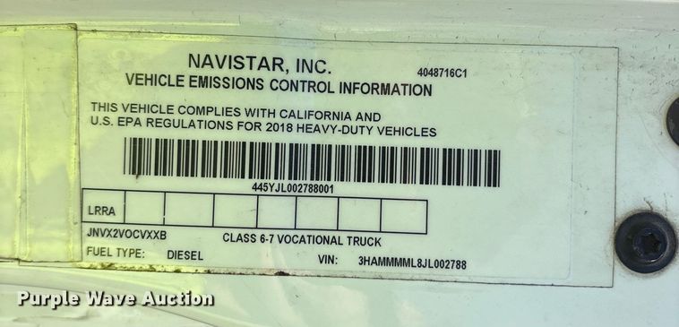 image for item YA6108 2018 International 4300 box truck