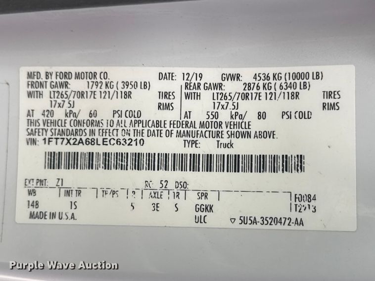 image for item DO8485 2020 Ford F250 Super Duty Ext. Cab pickup truck