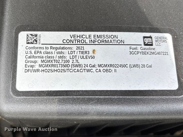 image for item DT0124 2021 Chevrolet Silverado 1500 Crew Cab pickup truck