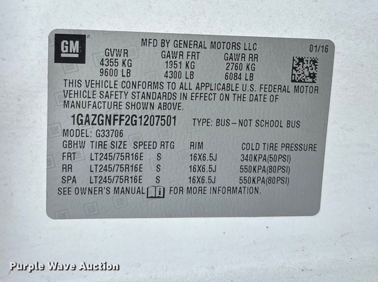 image for item DT0140 2016 Chevrolet Express van