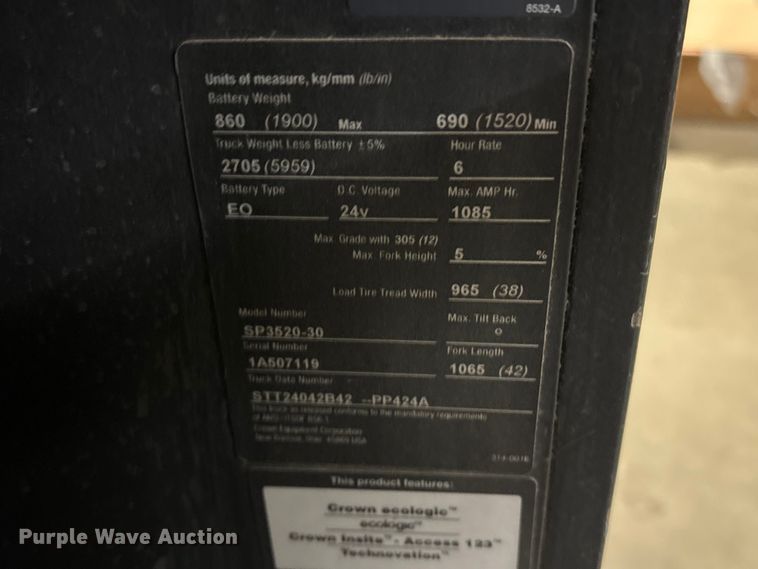 image for item DT2879 2017 Crown SP3520-30 order picker