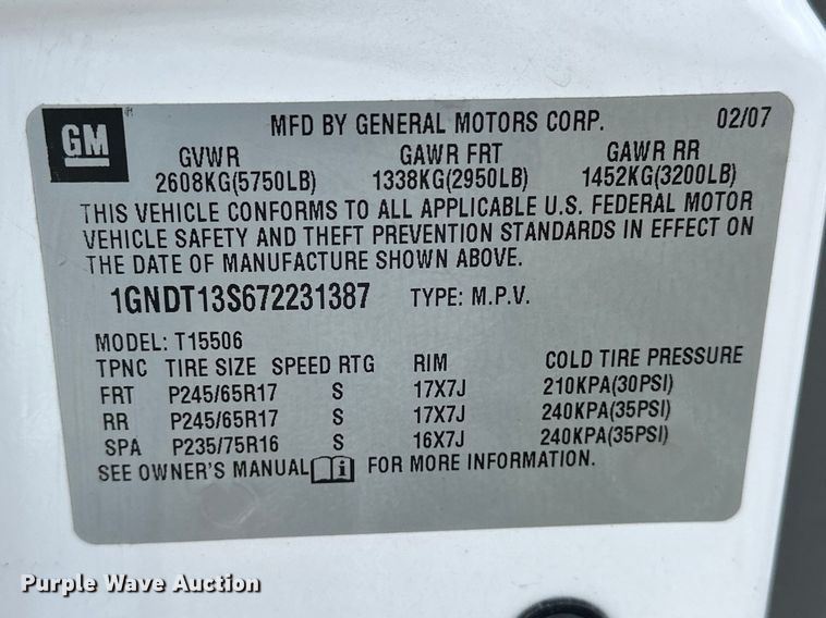 image for item DV0866 2007 Chevrolet Trailblazer SUV