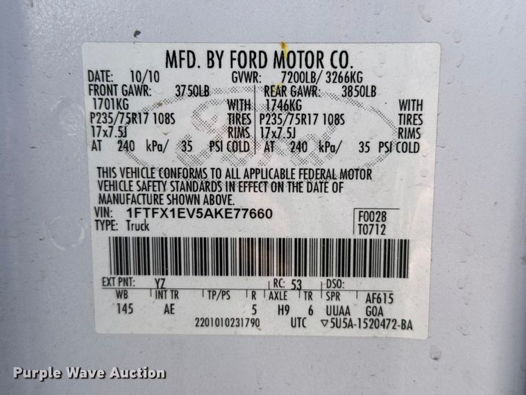image for item DZ5393 2010 Ford F150 pickup truck