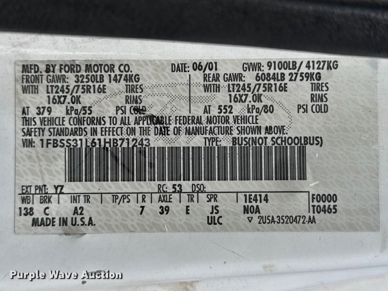 image for item DZ5401 2001 Ford E350 van