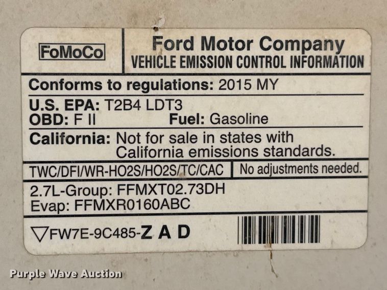 image for item DZ5418 2015 Ford F150 Crew Cab pickup truck