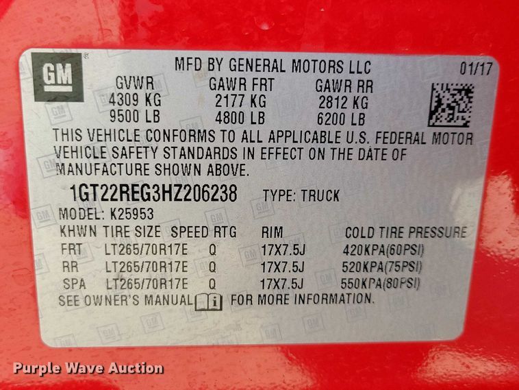 image for item DZ6982 2017 GMC Sierra 2500HD Ext. Cab pickup truck