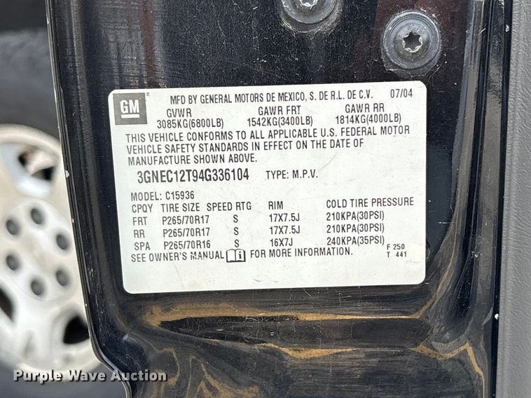 image for item EA4802 2004 Chevrolet Avalanche 