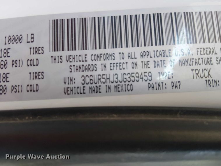 image for item EE5241 2018 RAM 2500 Crew Cab pickup truck