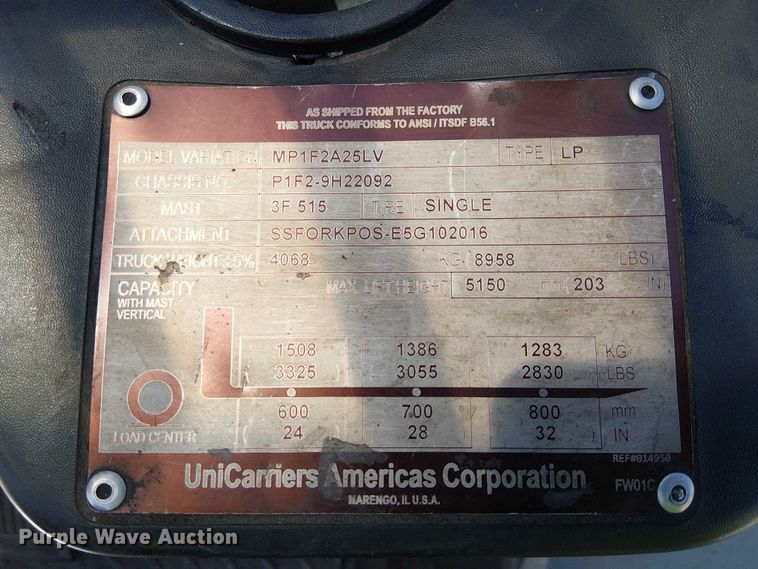 image for item EE5286 2017 UniCarriers PF50 forklift