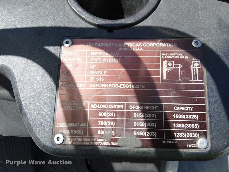 image for item EE5290 2017 UniCarriers PF50 forklift