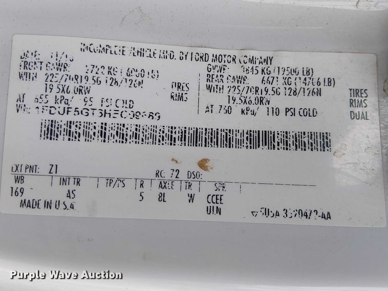 image for item EE5291 2017 Ford F550 utility / service truck