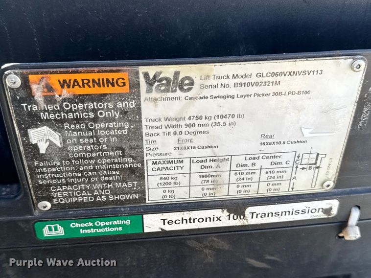 image for item EF2443 Yale GLC060VXNVSV113 forklift