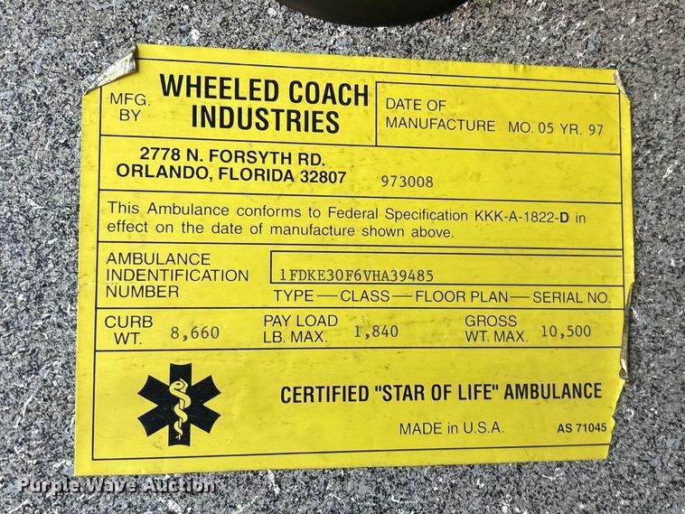 image for item EG8858 1997 Ford E350  ambulance