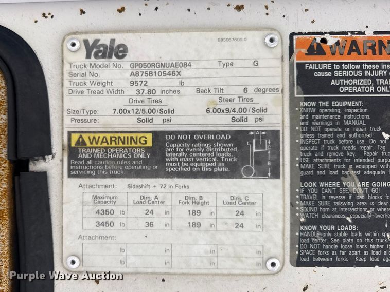 image for item EG8926 2000 Yale GP050RGNUAE084 forklift