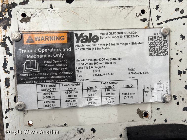 image for item EG8927 1998 Yale GLP050RGNUAE084 forklift