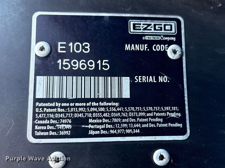 image for item EG8951 2015 EZ Go E103 golf cart