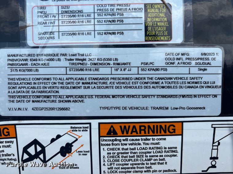 image for item EG8958 2024 Load Trail equipment trailer