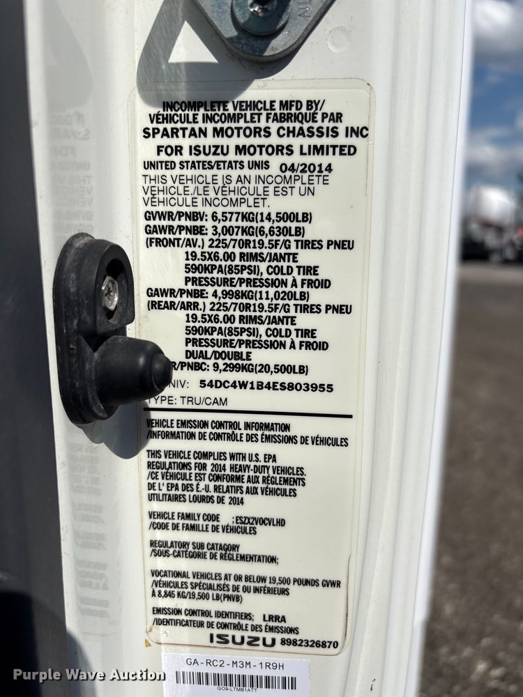 image for item EG8963 2014 Isuzu NPR HD box truck