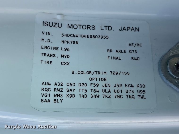 image for item EG8963 2014 Isuzu NPR HD box truck