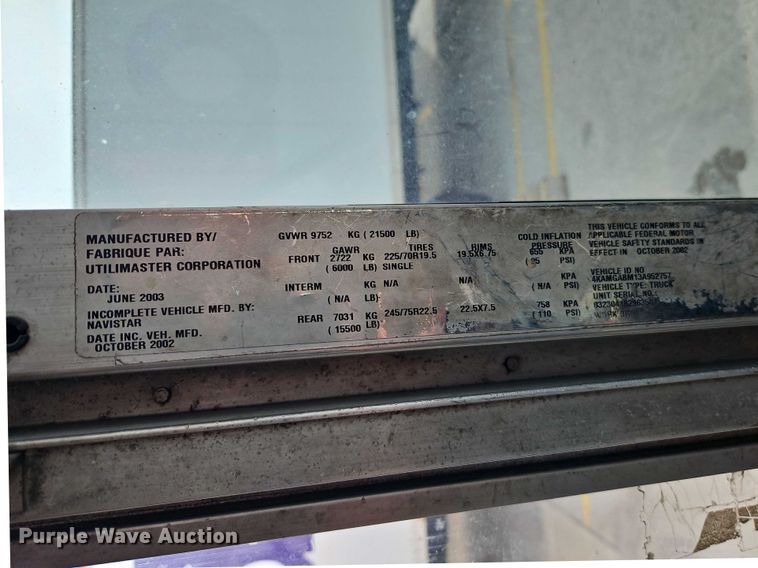 image for item EO7214 2003 International 1652-SC delivery truck