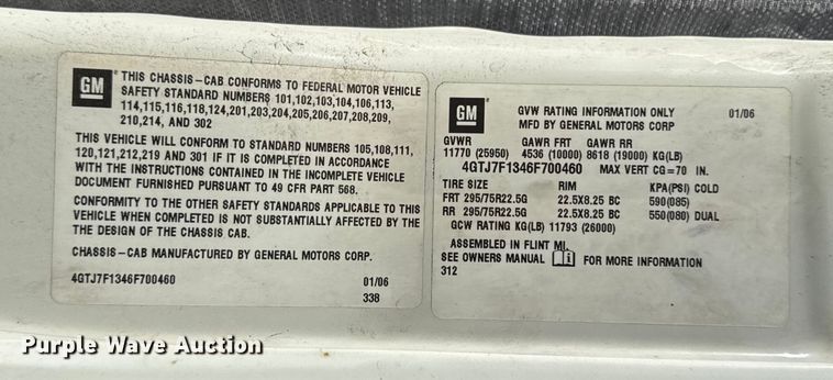 image for item ER0396 2006 Isuzu T7F box truck