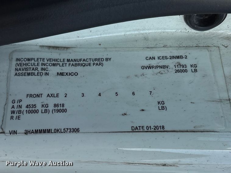 image for item ES8731 2019 International Durastar 4300 box truck