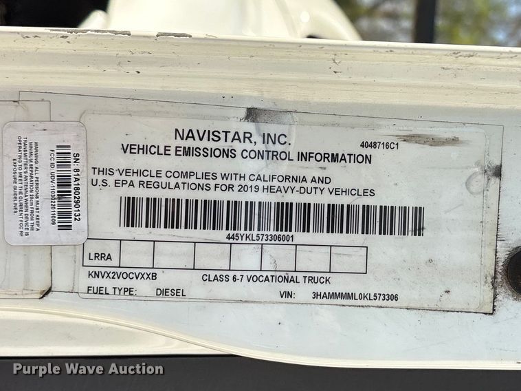 image for item ES8731 2019 International Durastar 4300 box truck