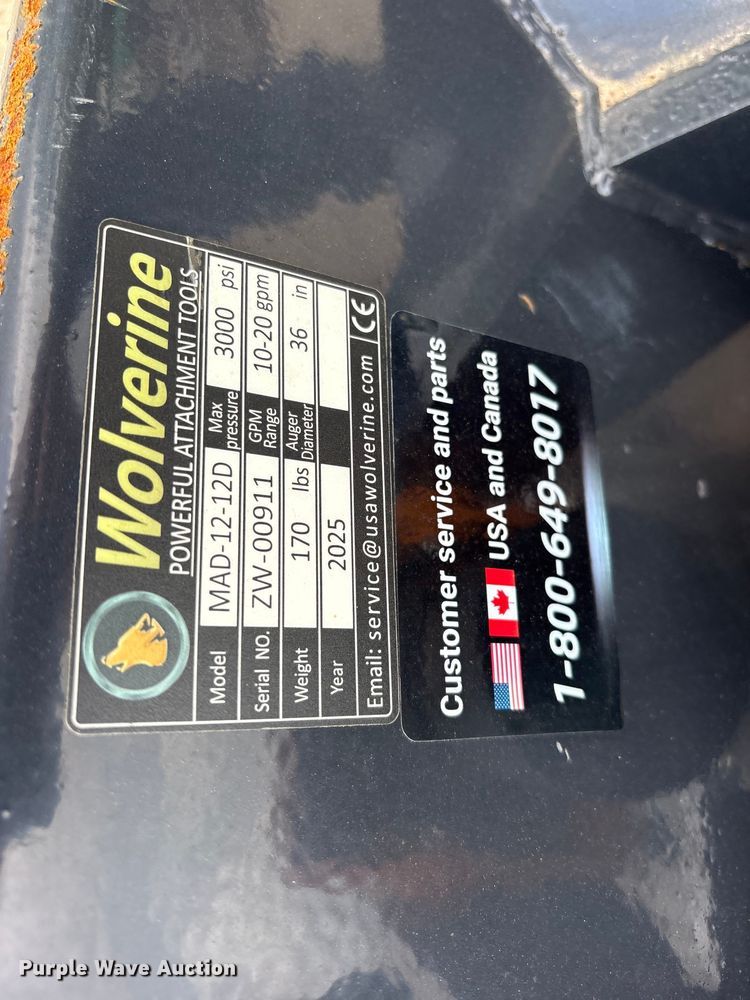 image for item ES8776 2025 Wolverine MAD-12-12D compact utility loader auger 