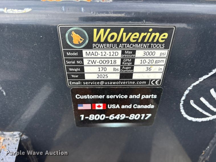 image for item ES8778 2025 Wolverine MAD-12-12D compact utility loader auger