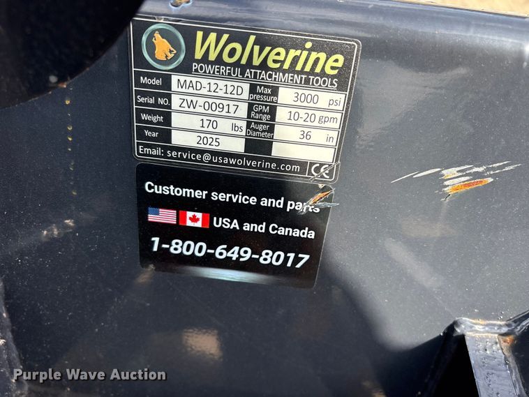 image for item ES8779 2025 Wolverine MAD-12-12D compact utility loader auger