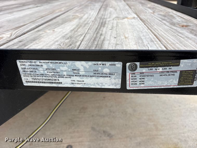 image for item ES8796 2025 Salvation utility trailer