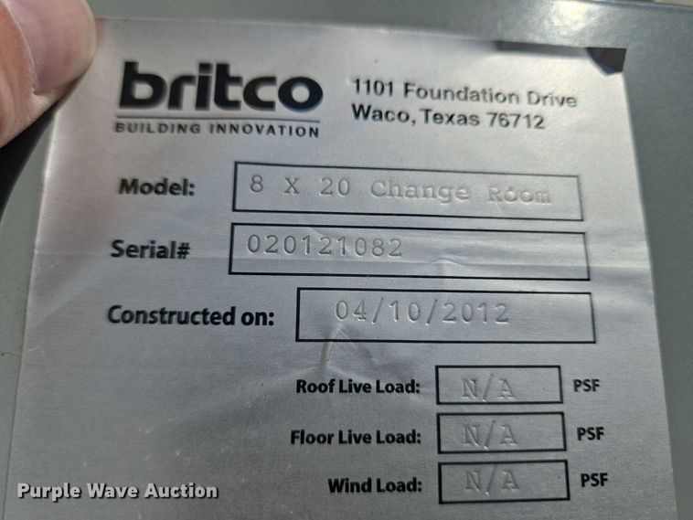 image for item ET1216 2012 Britco  8 x 20 mobile home 