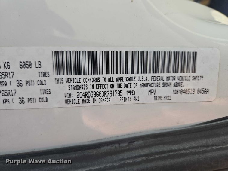 image for item ET1393 2013 Dodge Grand Caravan handicap accessible van