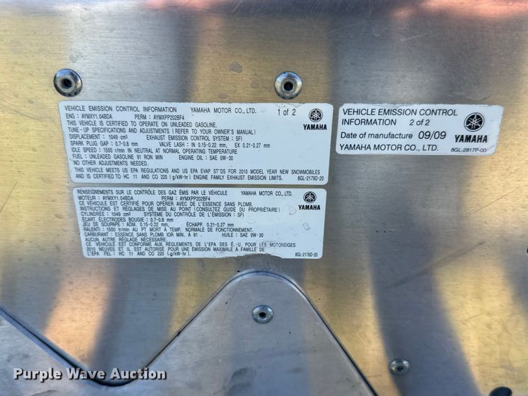 image for item ET1903 2009 Yamaha FX snowmobile