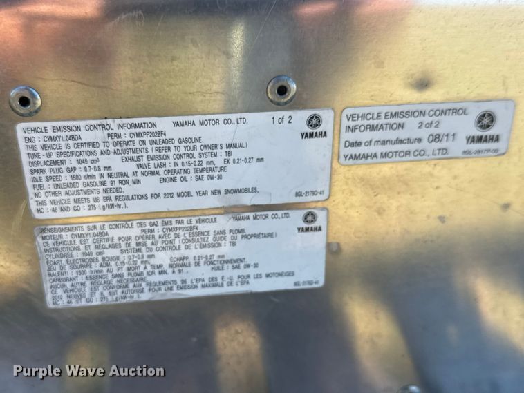 image for item ET1904 2011 Yamaha FX Nytro snowmobile