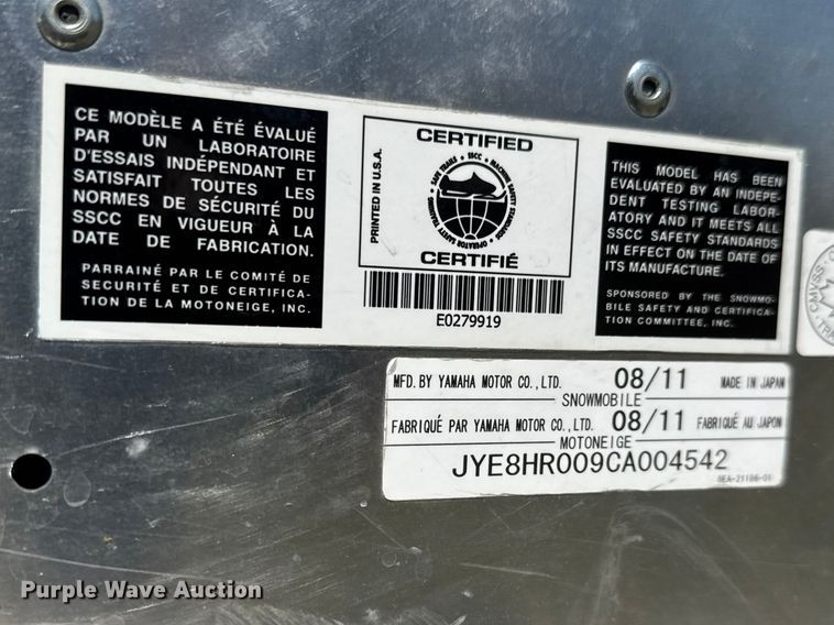 image for item ET1904 2011 Yamaha FX Nytro snowmobile