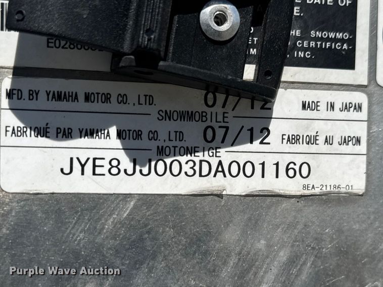 image for item ET1905 2012 Yamaha FX Nytro snowmobile