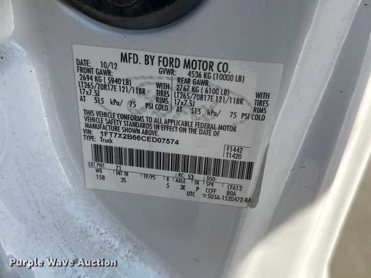 image for item ET1957 2012 Ford F250 Super Duty Ext. Cab pickup truck