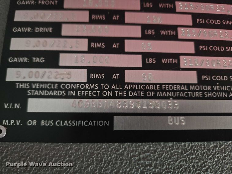 image for item ET5011 2009 Blue Bird CoachWorks coach bus