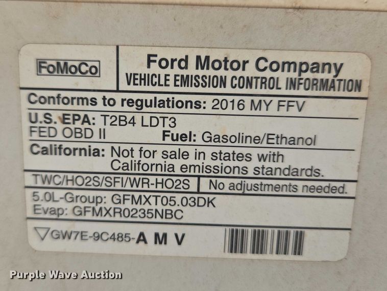 image for item ET5186 2016 Ford F150 Ext. Cab pickup truck