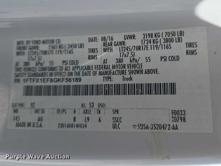 image for item ET5186 2016 Ford F150 Ext. Cab pickup truck