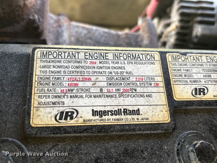 image for item EU0531 Ingersoll Rand P185WIR air compressor