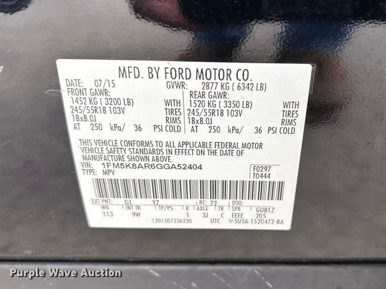 image for item EU8626 2016 Ford Explorer Police Interceptor SUV