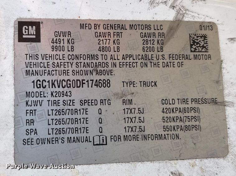 image for item EV2752 2013 Chevrolet Silverado 2500HD Crew Cab pickup truck