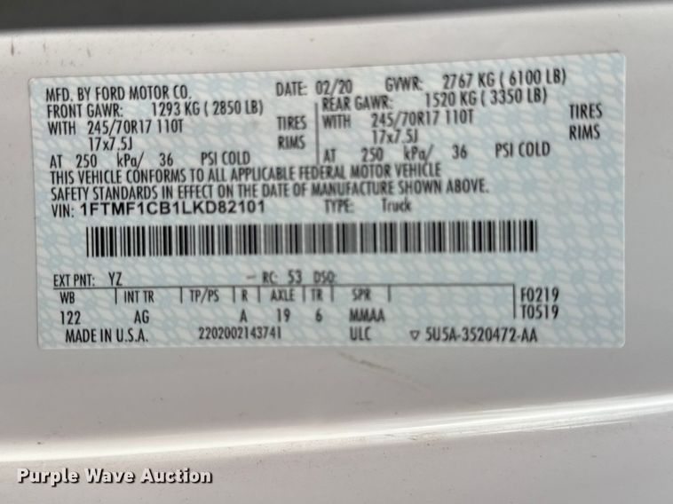 image for item EV7657 2020 Ford F150 pickup truck